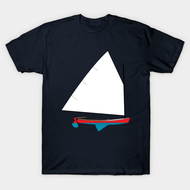 Cotuit Skiff Sailboat - Red T-Shirt by CHBB